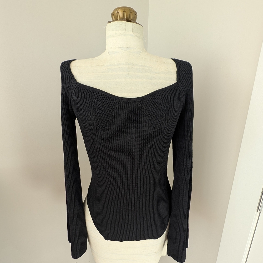 Moon River Ribbed Sweetheart Sweater